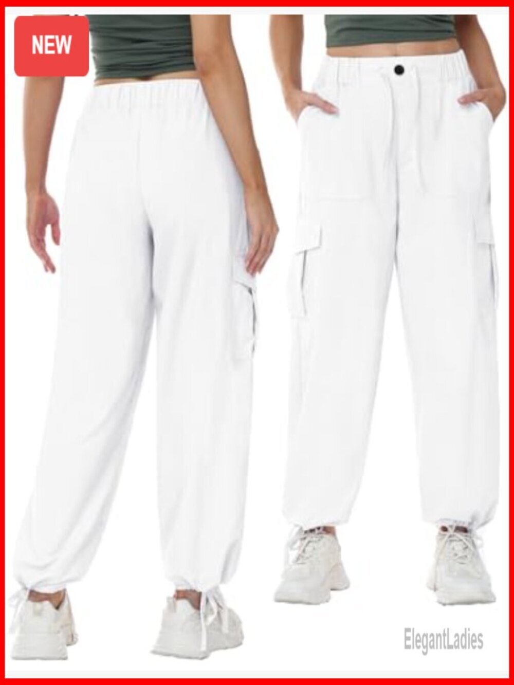 Lightweight Cargo Joggers with Drawstring Waist, Quick-Dry Nylon Pants - Picture 5 of 7